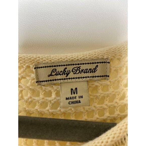 Lucky Brand Women's Poncho Frill Trim Size Medium Cream 100% Cotton - Picture 3 of 5